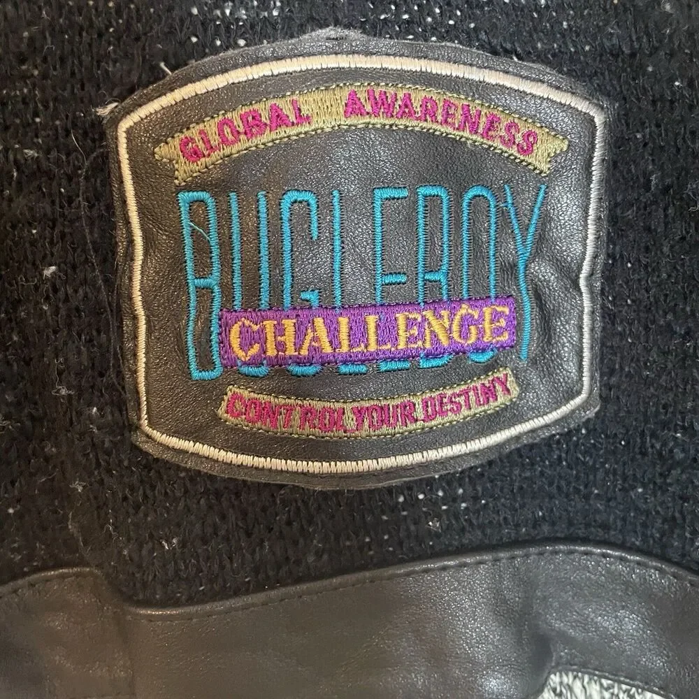 Bugle Boy Challenge Global Awareness Vintage Sweater Sz L Mens Streetwear 80s